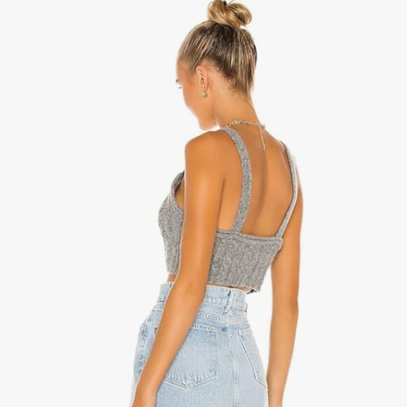 Free People Sunkeeper Cami in‎ Heather Gray | Cable Knit Top | Small - Picture 2 of 10